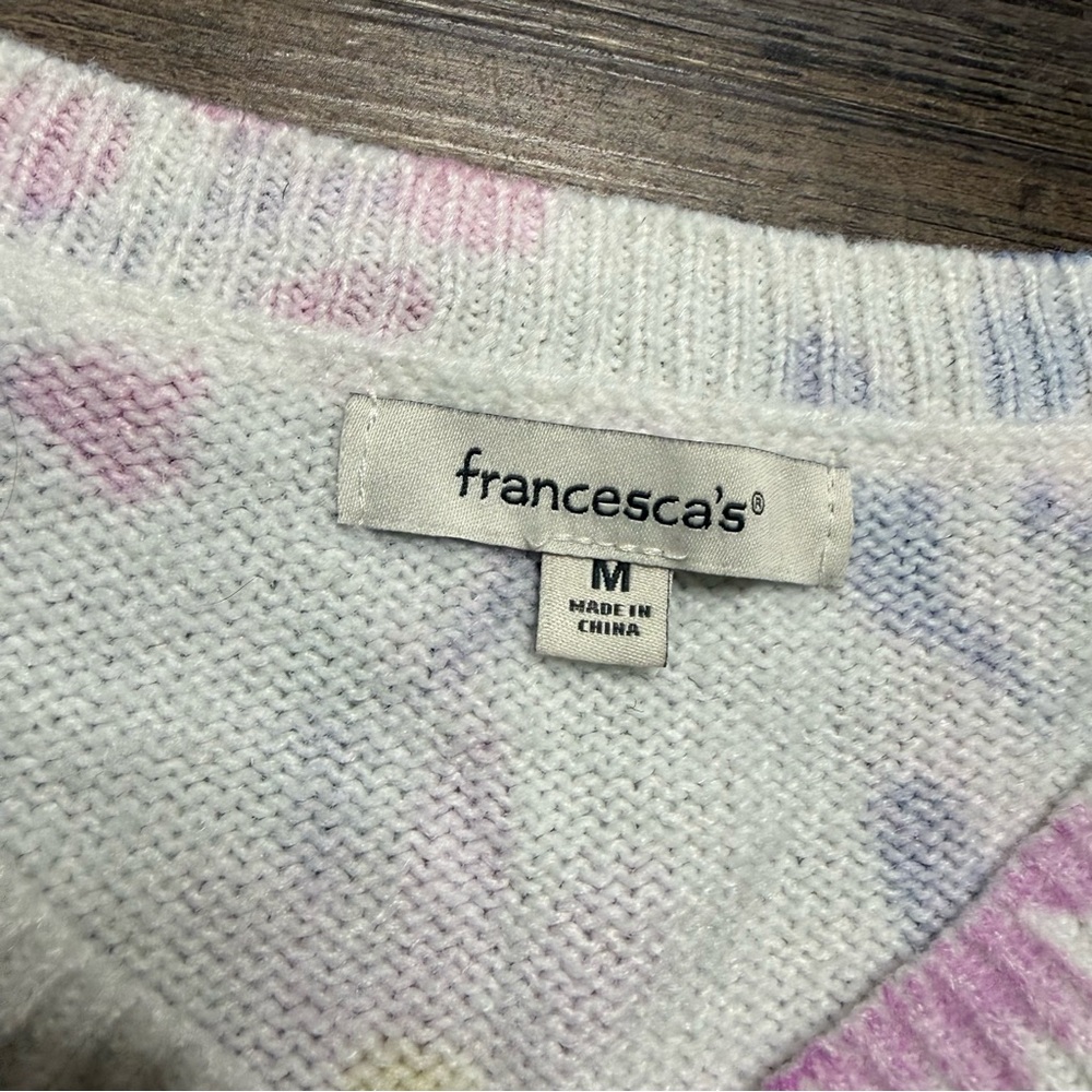 Francesca's Collections Floral V-Neck Sweater Multicolor Women's Size Medium - Picture 3 of 7